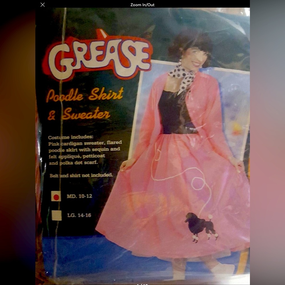 Deluxe Costume GREASE PINK POODLE Woman MED NEW VINTAGE official licens GREASE